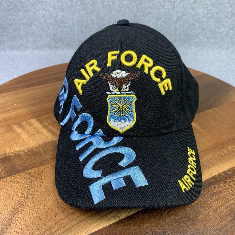 Vintage US Air Force Embroidered‎ Black Adjustable Ball Cap Hat Veteran Unisex